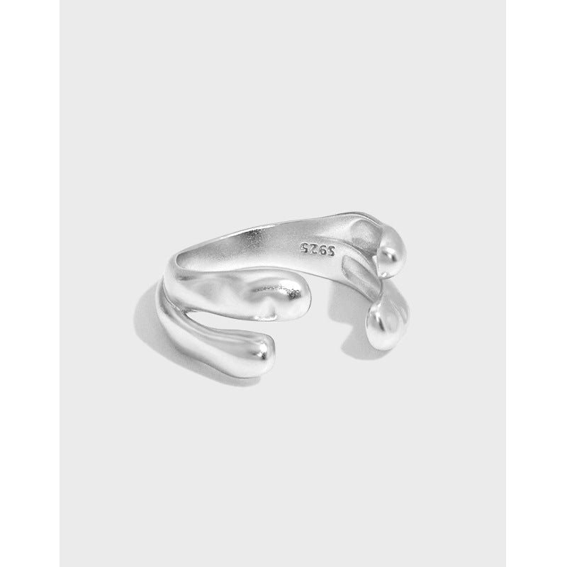 Doppelschicht Wasserfall Ring 925 Sterlingsilber Verstellbar