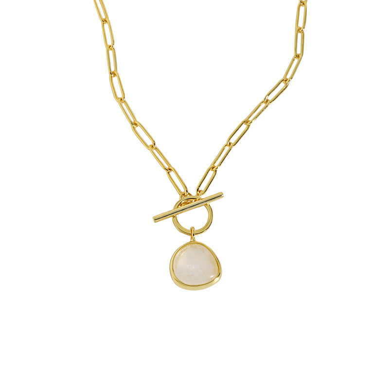 Graduation Round Natural Crystal OT Hollow Chain 925 Sterling Silver Necklace - SterlingSilberSchmuck