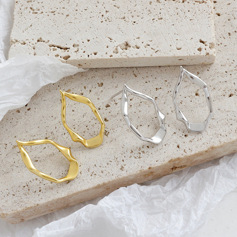 Unregelmäßige Oval Circle Ohrstecker aus 925 Sterlingsilber