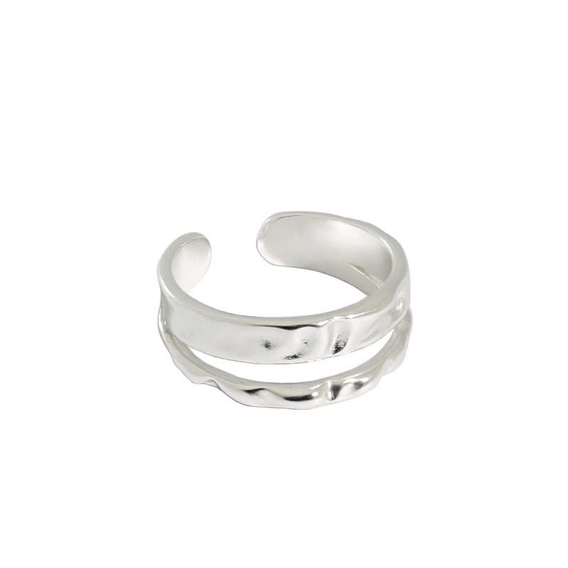 Doppelschicht Ring 925 Sterling Silber verstellbar unregelmäßig