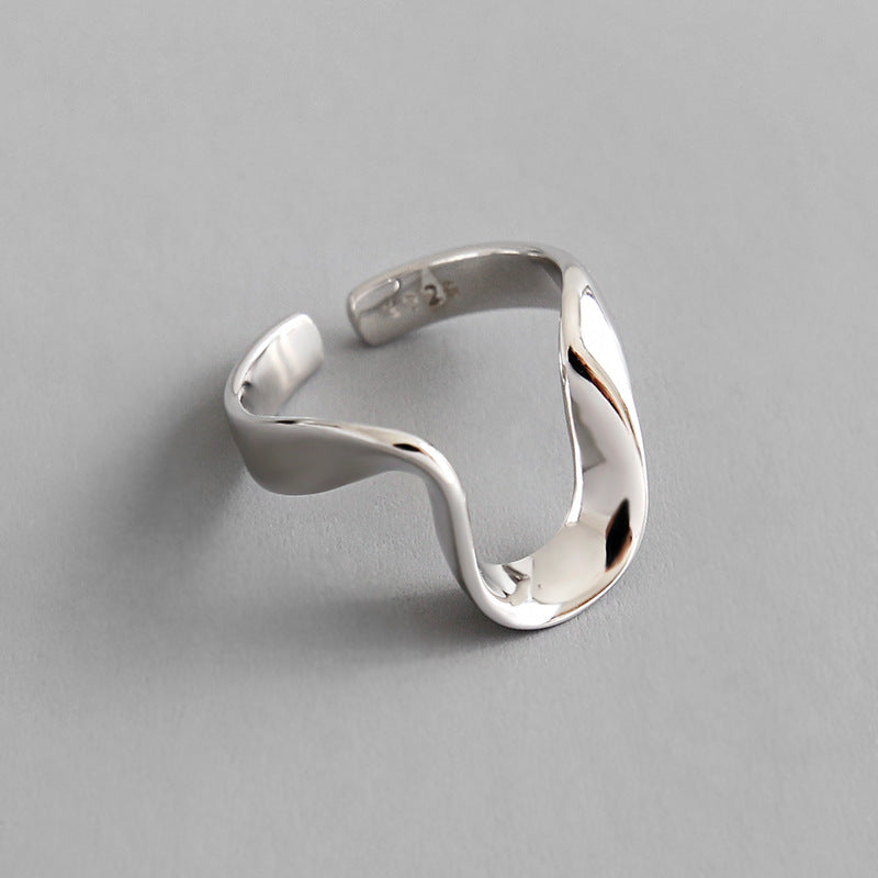 Simple Twisted U Shape 925 Sterling Silver Adjustable Ring - SterlingSilberSchmuck