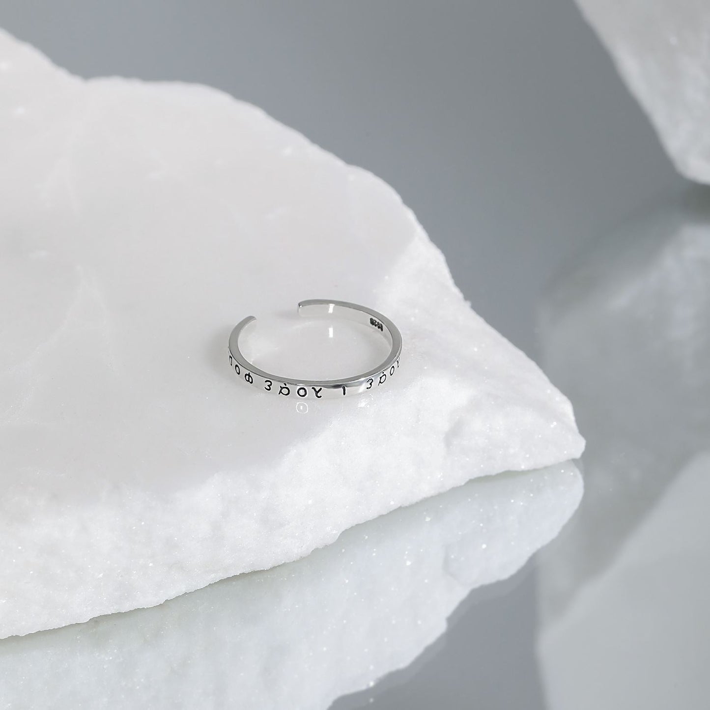Griechischer Alphabet Ring aus 925 Sterlingsilber – Verstellbar - SterlingSilberSchmuck
