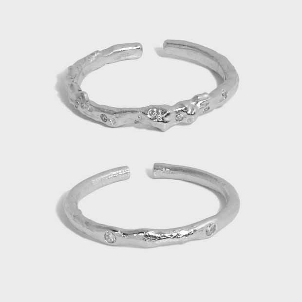 Minimalism CZ Irregular 925 Sterling Silver Adjustable Ring - SterlingSilberSchmuck