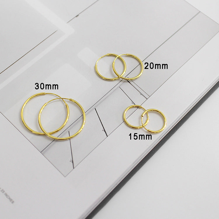 Fashion Yellow Gold Solid 925 Sterling Silver Huggie Hoop Earrings - SterlingSilberSchmuck