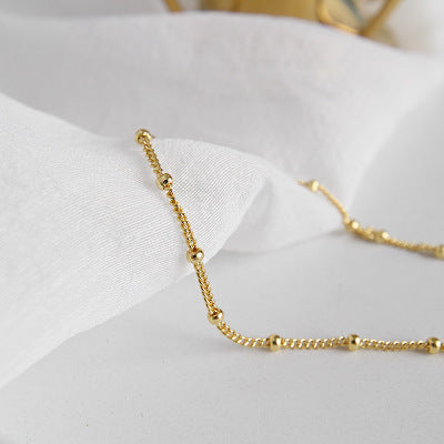 Simple Curb Chain Beads 925 Sterling Silver Necklace - SterlingSilberSchmuck