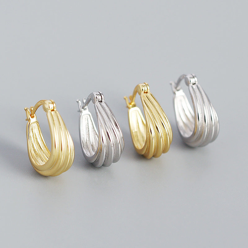 Spiral Geometrie Hoop Ohrringe 925 Sterlingsilber Modern
