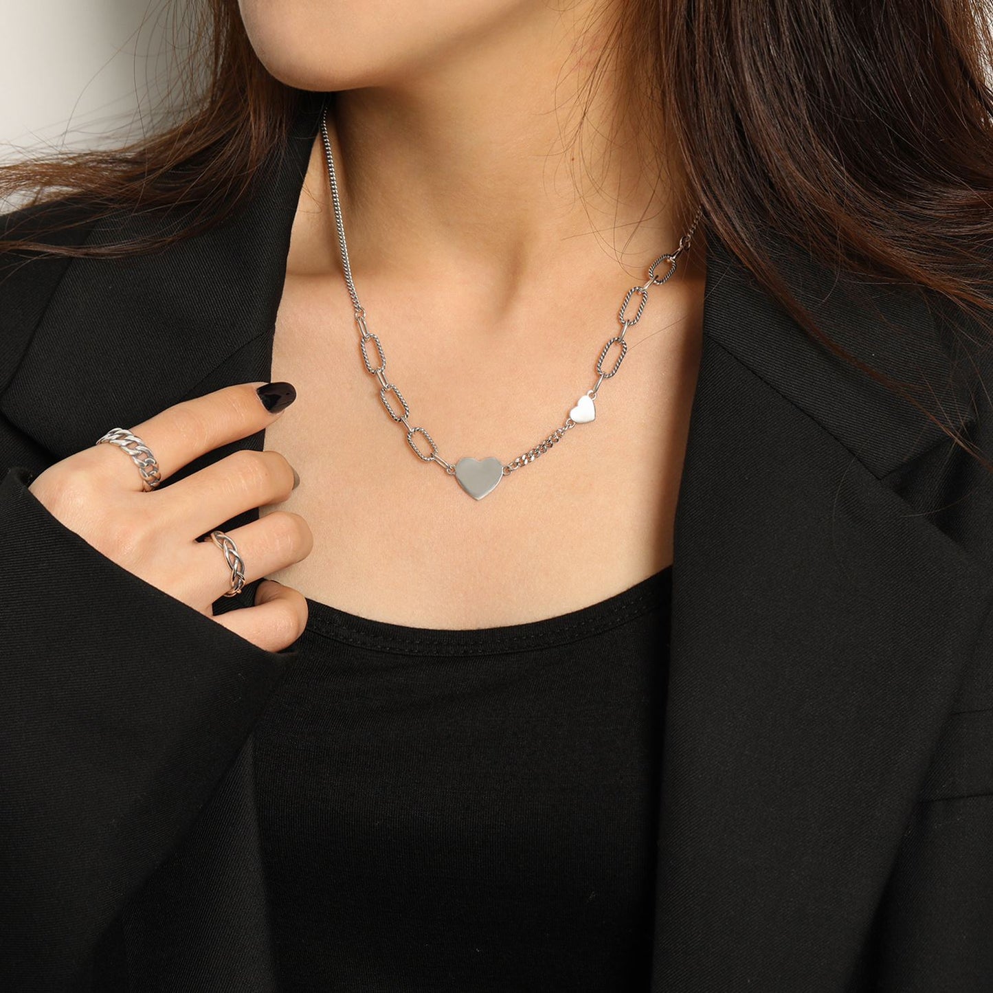 Herz Hohlkette 925 Sterlingsilber Minimalistisch Elegant
