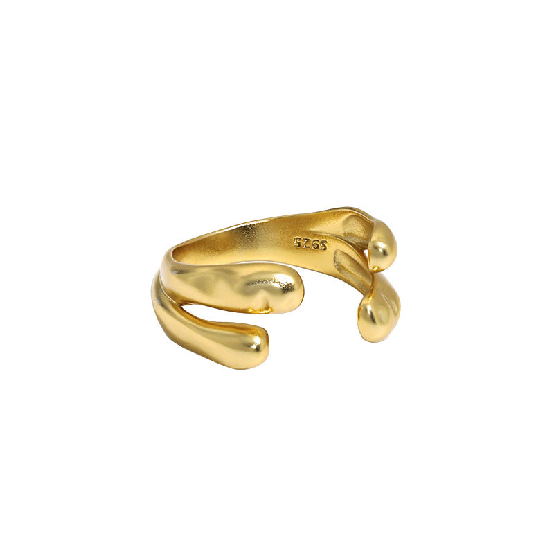 Doppelschicht Wasserfall Ring 925 Sterlingsilber Verstellbar