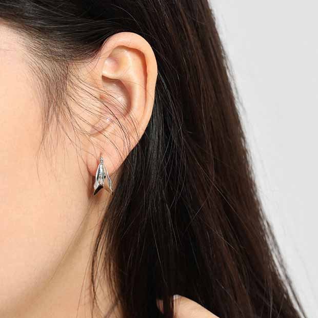 Unregelmäßige Kreis Hoop Ohrringe 925 Sterling Silber geometrisch