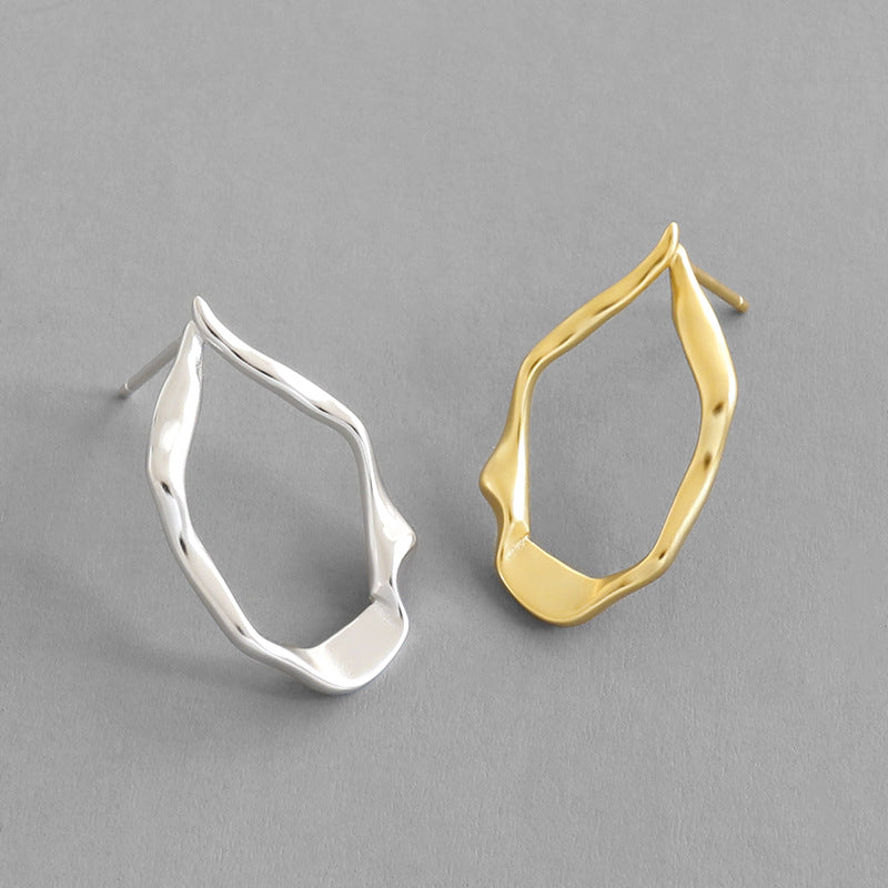 Unregelmäßige Oval Circle Ohrstecker aus 925 Sterlingsilber