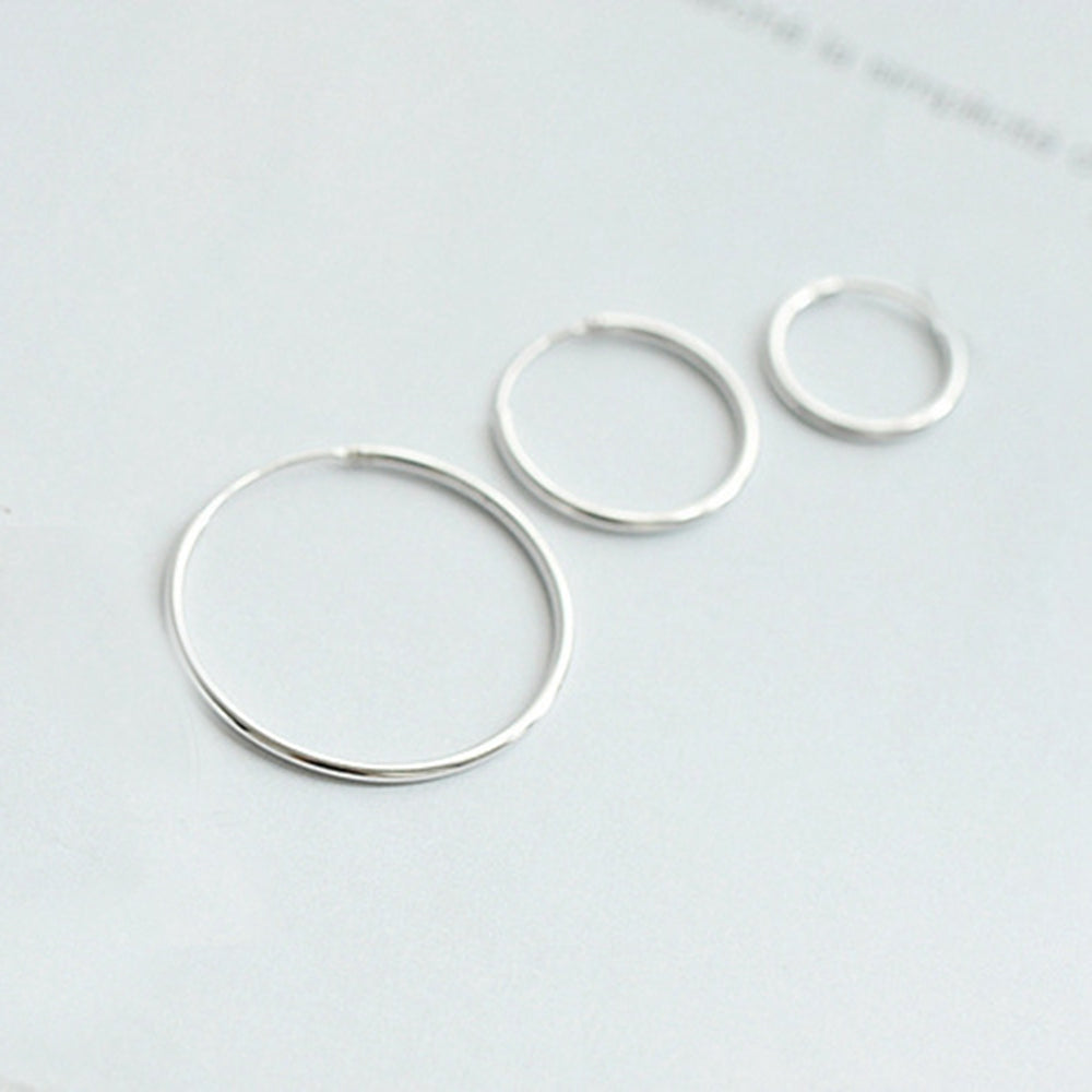Simple Concise Elegant Women 925 Sterling Sliver Huggie Hoop Earrings - SterlingSilberSchmuck
