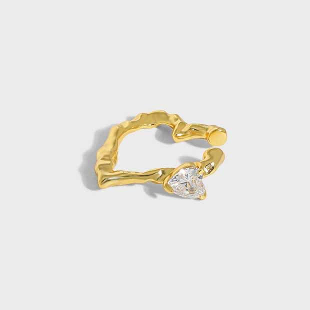 Herz CZ Clip Ohrring 925 Sterling Silber unregelmäßig Single