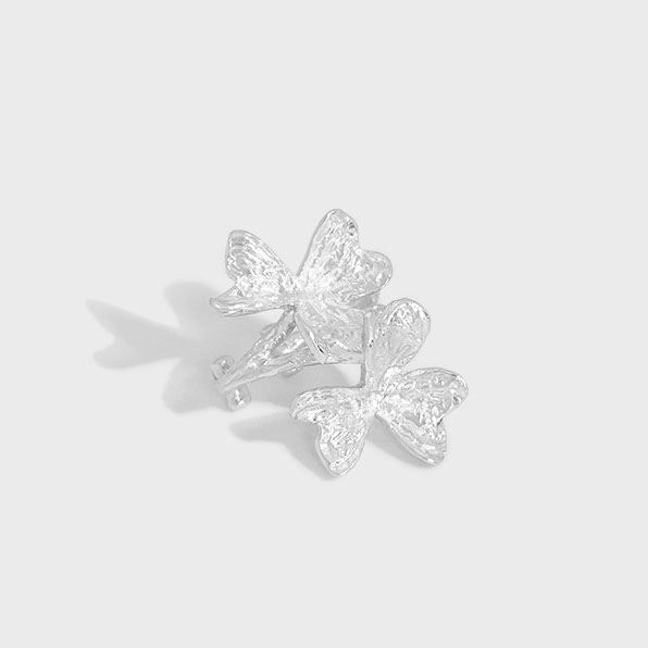Gift Lucky Clover Flower 925 Sterling Silver Non-Pierced Earring(Single) - SterlingSilberSchmuck