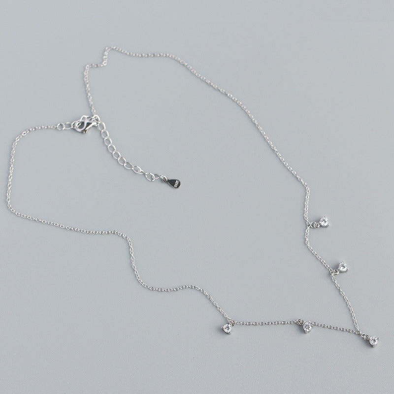 CZ Runde Tassel Halskette 925 Sterlingsilber Elegant