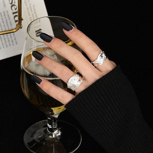 Unregelmäßiger Gesicht Ring aus 925 Sterlingsilber Verstellbar