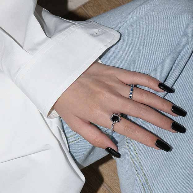 Modern Irregular Blue CZ 925 Sterling Silver Adjustable Ring - SterlingSilberSchmuck