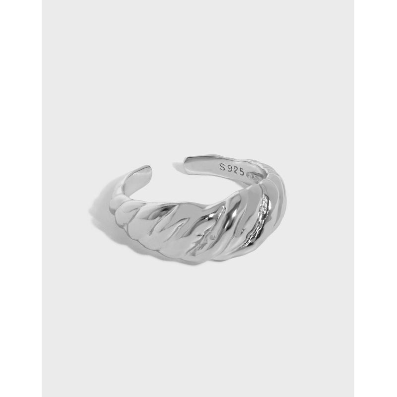 Breiter Twist Ring 925 Sterling Silber verstellbar Büro elegant