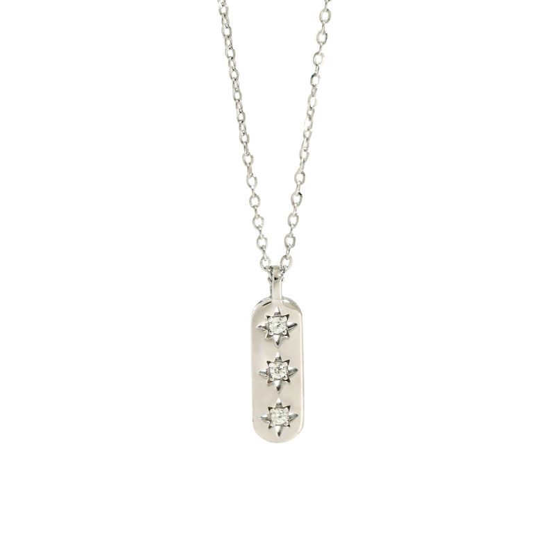 Elegant CZ Geometry CZ Star Tag 925 Sterling Silver Necklace - SterlingSilberSchmuck