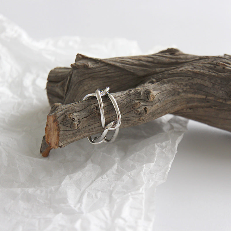 Geometrischer Hohlrechteck Ring aus 925 Sterlingsilber – ModernSilver Ring - SterlingSilberSchmuck