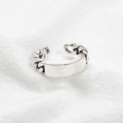 Rechteckiger Bordsteinketten Ring aus 925 Sterlingsilber – Verstellbar modern