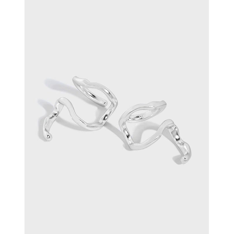 Fashion Irregular Snake Shape 925 Sterling Silver Non-Pierced Earrings - SterlingSilberSchmuck