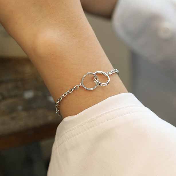 Party Double Circles 925 Sterling Silver Chain Bracelet - SterlingSilberSchmuck