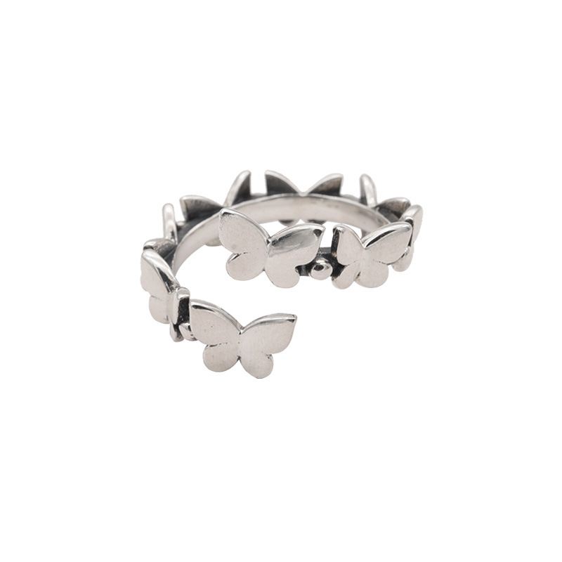 Vintage Mini Flying Butterflies 925 Sterling Silver Adjustable Ring - SterlingSilberSchmuck