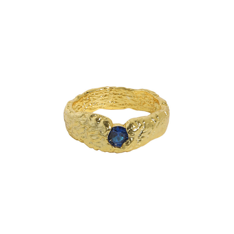 Blauer CZ Ring 925 Sterling Silber unregelmäßig elegant modern