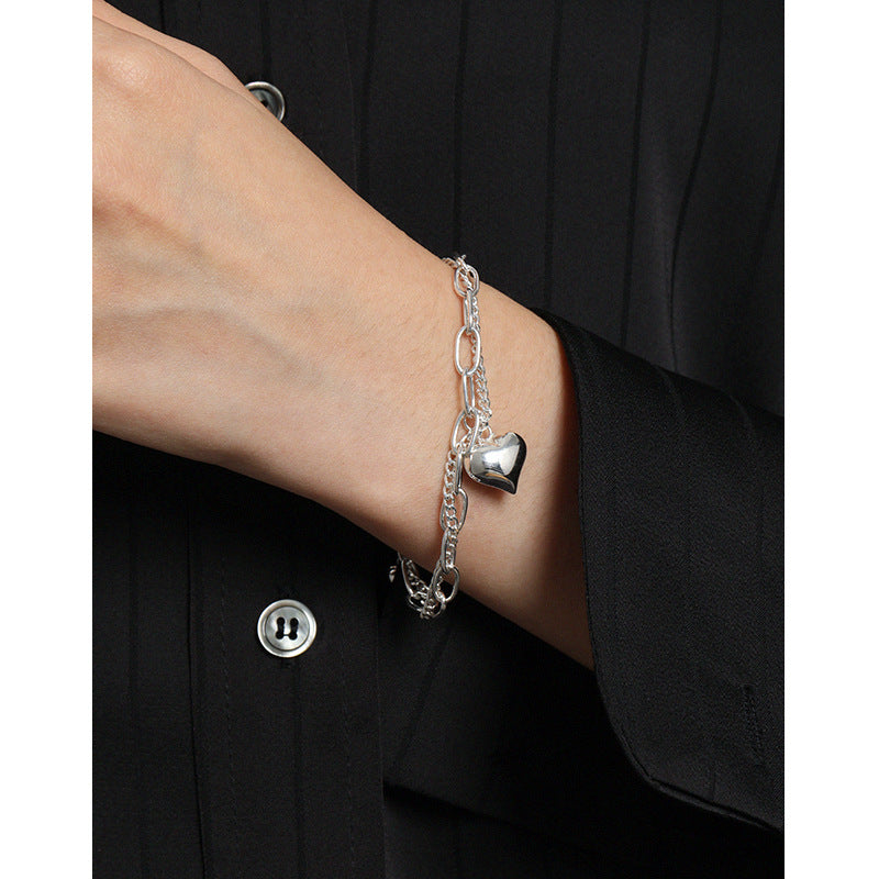Doppelschicht Hollow Herz Armband aus 925er Silber – Feminin Elegant