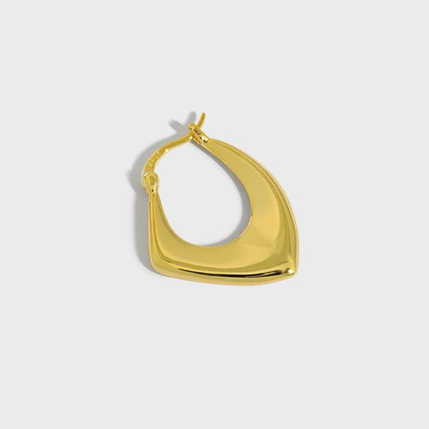 Geometry Irregular Hollow Rhombus 925 Sterling Silver Hoop Earring (Single) - SterlingSilberSchmuck