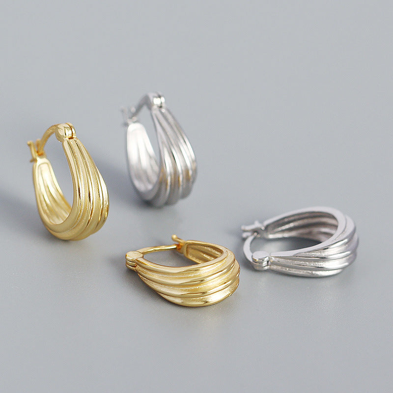 Spiral Geometrie Hoop Ohrringe 925 Sterlingsilber Modern