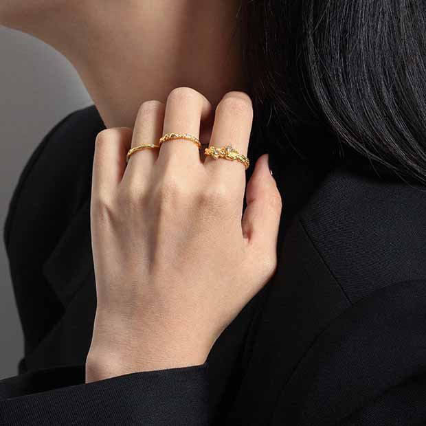 Minimalism CZ Irregular 925 Sterling Silver Adjustable Ring - SterlingSilberSchmuck