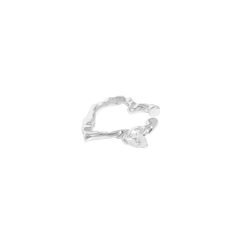 Herz CZ Clip Ohrring 925 Sterling Silber unregelmäßig Single