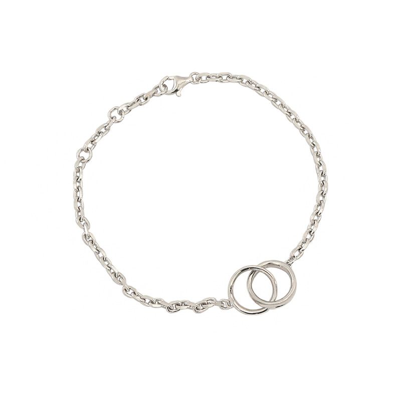 Party Double Circles 925 Sterling Silver Chain Bracelet - SterlingSilberSchmuck