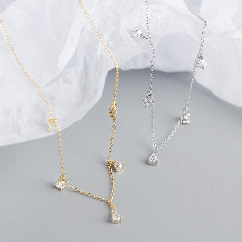 CZ Runde Tassel Halskette 925 Sterlingsilber Elegant