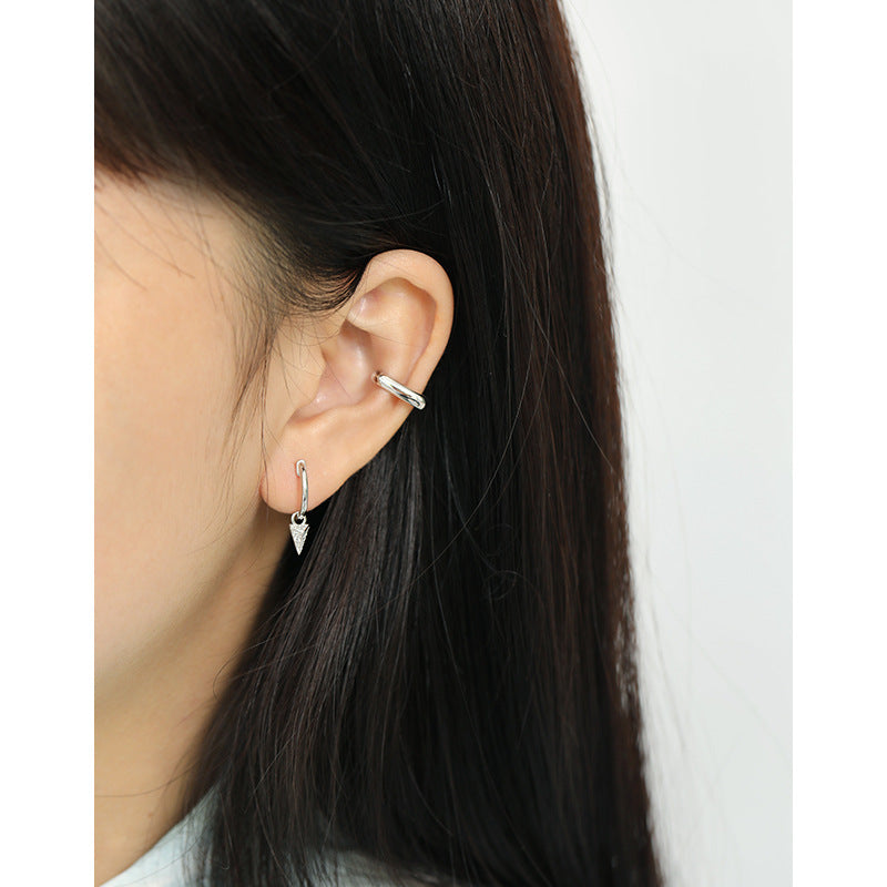 Geometry Rivet Fashion 925 Sterling Silver Hoop Earrings - SterlingSilberSchmuck
