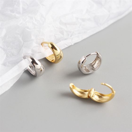 Runde Huggie Hoop Ohrringe 925 Sterlingsilber Minimalistisch