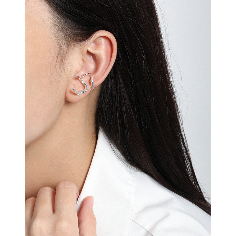 Fashion Irregular Snake Shape 925 Sterling Silver Non-Pierced Earrings - SterlingSilberSchmuck