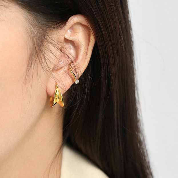 Unregelmäßige Kreis Hoop Ohrringe 925 Sterling Silber geometrisch