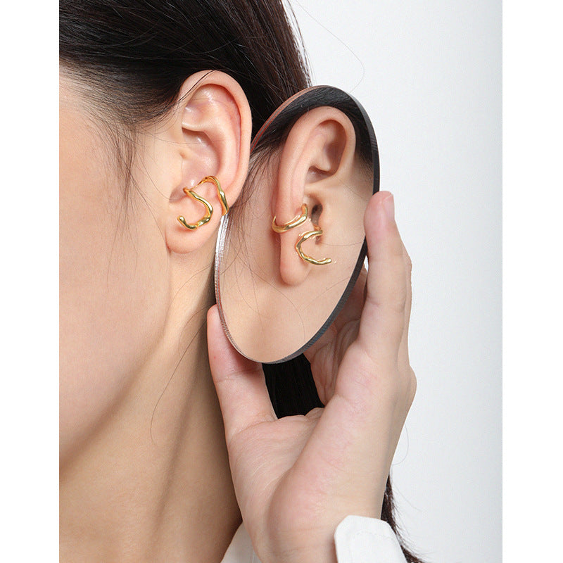 Fashion Irregular Snake Shape 925 Sterling Silver Non-Pierced Earrings - SterlingSilberSchmuck