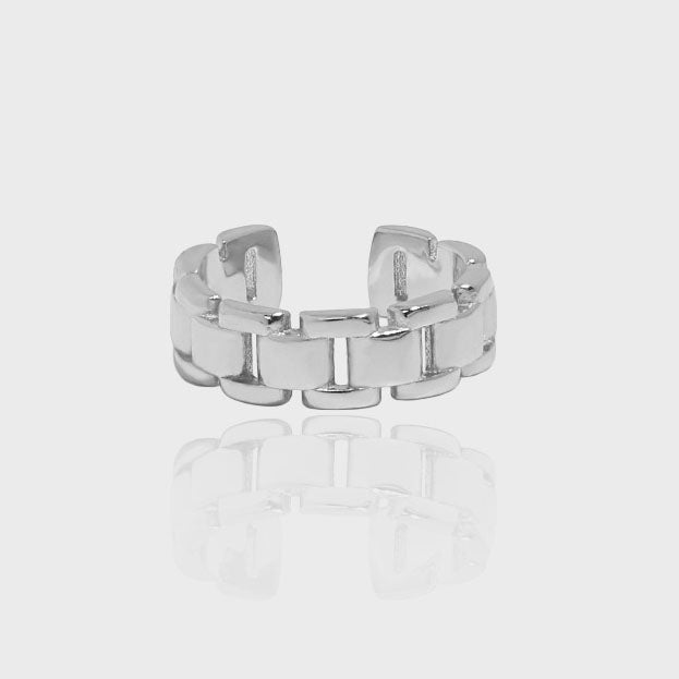 Fashion Box Chain 925 Sterling Silver Non-Pierced Earring(Single) - SterlingSilberSchmuck