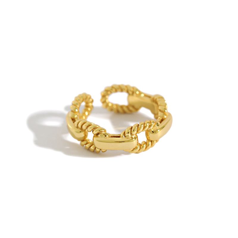Fashion Twisted Hollow Chain 925 Sterling Silver Adjustable Ring - SterlingSilberSchmuck