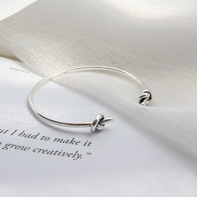 Vintage Two Knot 925 Sterling Silver Open Bangle - SterlingSilberSchmuck