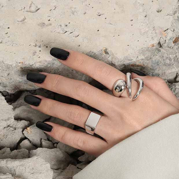 Rechteck Ring 925 Sterling Silber verstellbar geometrisch modern