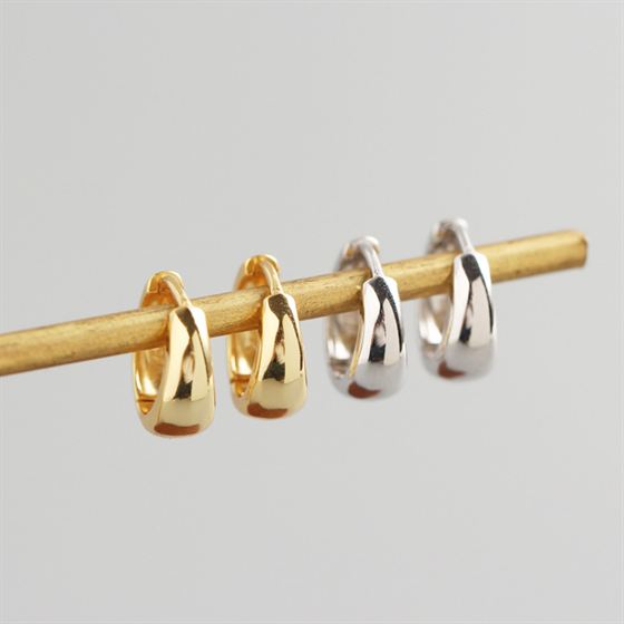 Runde Huggie Hoop Ohrringe 925 Sterlingsilber Minimalistisch