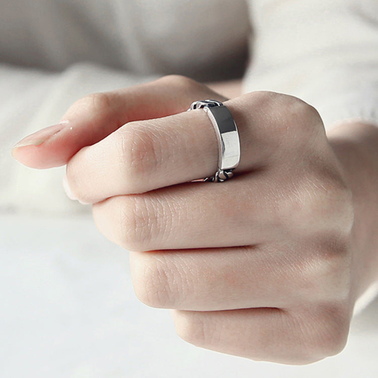 Rechteckiger Bordsteinketten Ring aus 925 Sterlingsilber – Verstellbar modern
