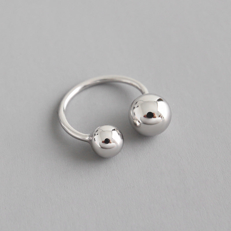Simple Mother Child Balls 925 Sterling Silver Adjustable Ring - SterlingSilberSchmuck