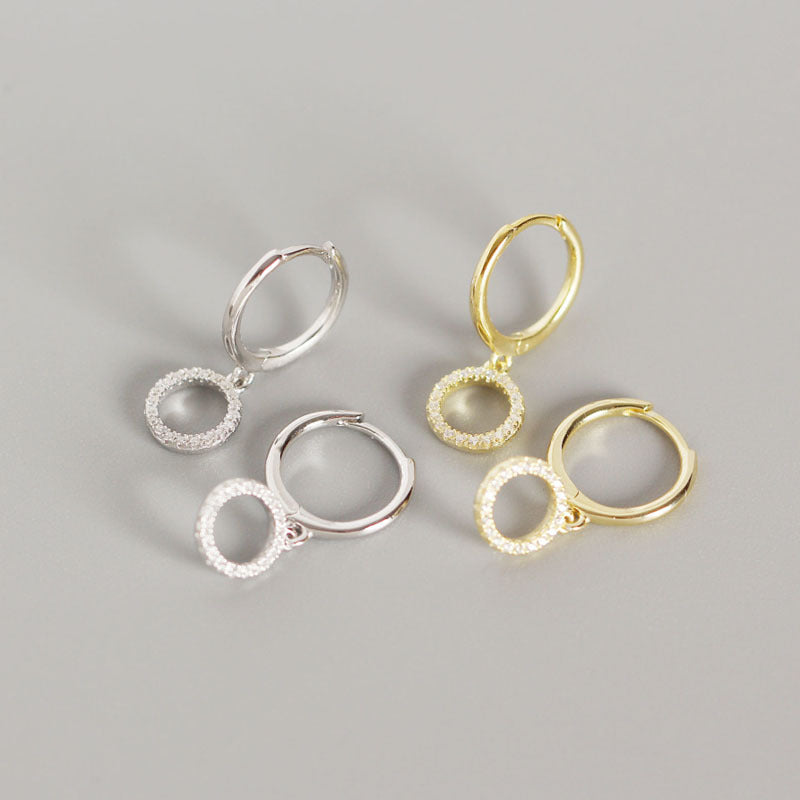 CZ Circle Ohrringe 925 Sterlingsilber Leverback Elegant