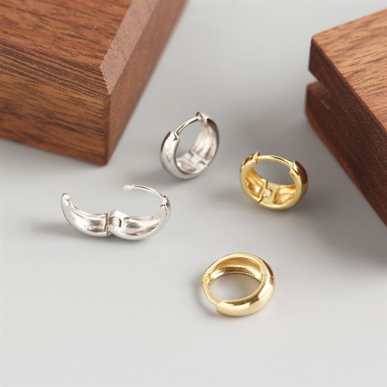 Runde Huggie Hoop Ohrringe 925 Sterlingsilber Minimalistisch