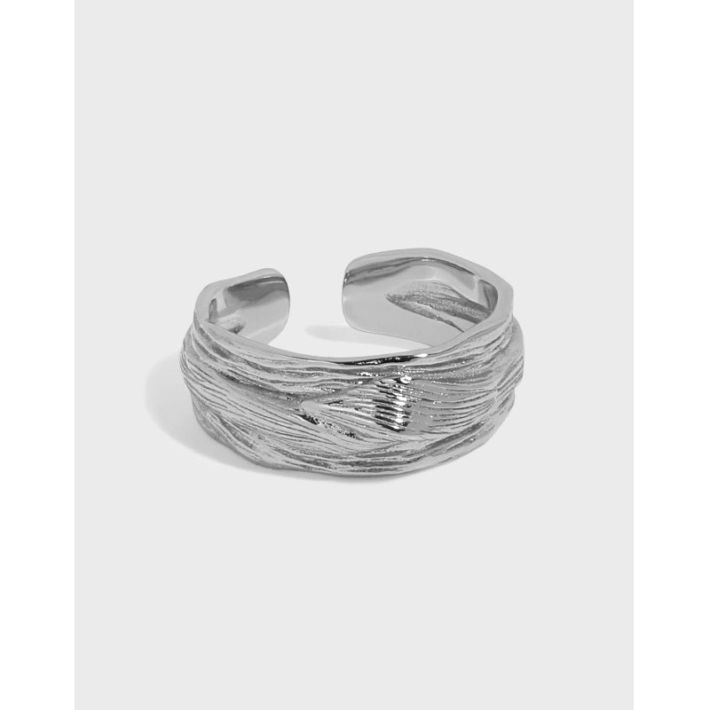 River Wave Ring 925 Sterling Silber verstellbar unregelmäßig
